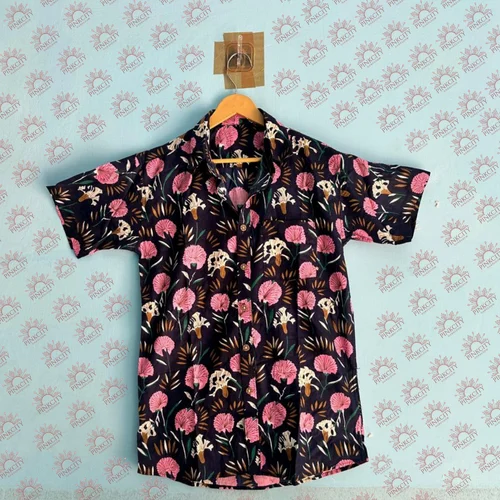 Printed 100% Pure Handmade Cotton Men's Summer Short-Sleeve Shirt