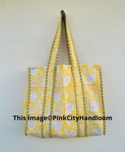 Hand Block Printed Cotton Quilted Women's Handbags