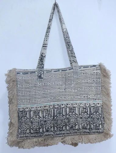 Cotton Hand Loom Fabric Fringes Shoulder Bag Exporter