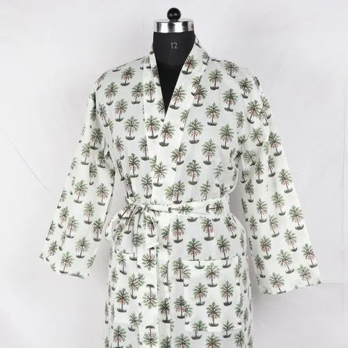 Hand Block Printed Cotton Long Kimono