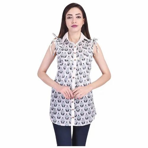 Ladies Block Printed Shirts, Cotton