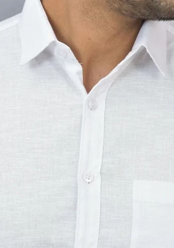 Plain Mens White Solid Cotton Shirt