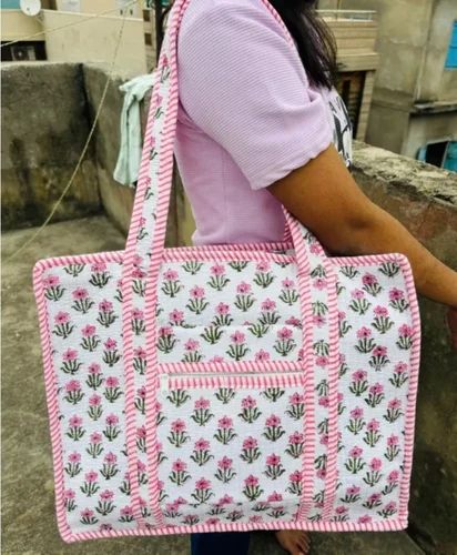 Printed Cotton Hand Block Print Bags, Tote Bag, 10x12 inch