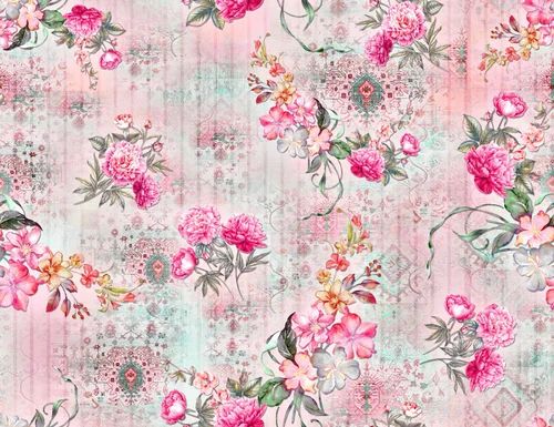 Pink Colored Rose Style Digital printed FABRIC DIGITAL PRINT FABRIC PRINTED COTTON SATIN PRINT