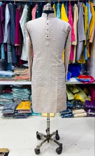 Hand Embroidery Palin& Simple Long Sleeve Daily Wear Men Kurta At Wholesale Price