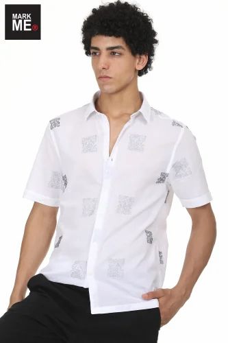 MARKME Premium Cotton Designer Shirt Half Sleeve, Medium - 40