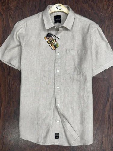 Plain MARKME Premium Pure Linen Shirts With Pocket Half Sleeve, Party Wear