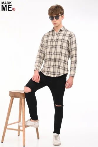 Cotton Check MARKME Mocklino Full Sleeve Shirts