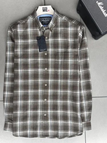 Mark Me Herringbone Light Brushing Checks With Button Down Collar Pocket Contact For WSP