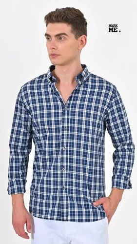 Cotton MARKME Premium Checks Shirts Button Down Collor, Formal, Full Sleeves
