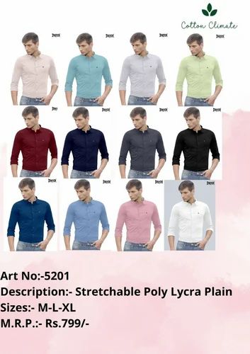 Strechable Poly lycra plain Mens Shirt