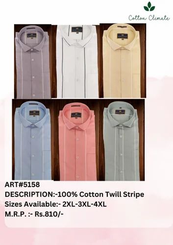100% Cotton Twill Stripe Print Mens Shirt