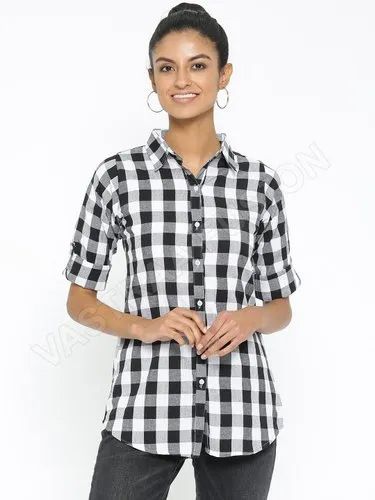 Regular Fit Womens Check Top / Shirt-Available in 8 colours