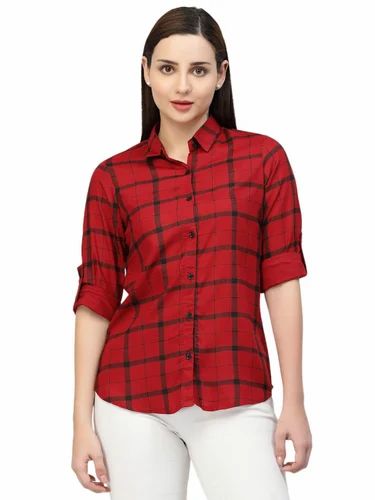 Vastraa Fusion Ladies Big Check Rayon Shirts