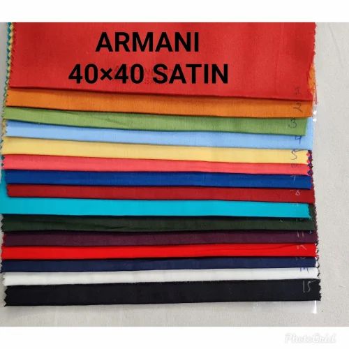 Plain 40X40 Inches Armani Satin Cotton Shirt Fabrics, For Garments, GSM: 150 - 200 Gsm