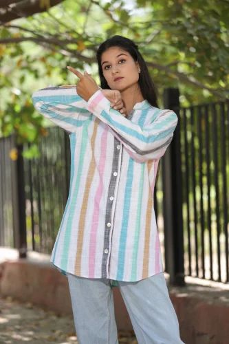 Checks White COTTON LINIG GIRLS SHIRT