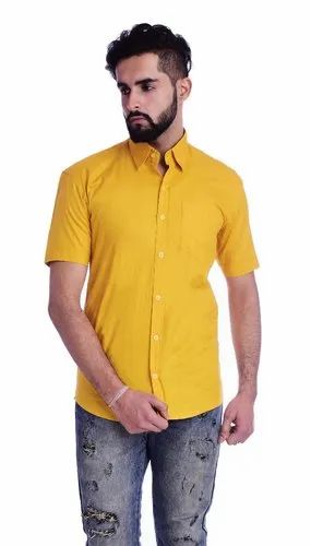 Cotton Solid Half Sleeve Shirt, Plain
