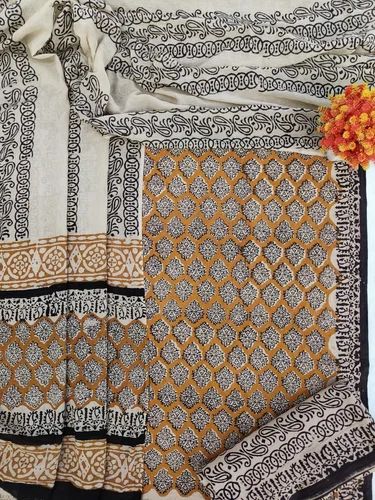 Natural Bagru Print Churidar Material/ Cotton Dress Material