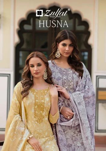 ZULFAT HUSNA PURE COTTON EXCLUSIVE EMBROIDERY WORK DRESS MATERIAL