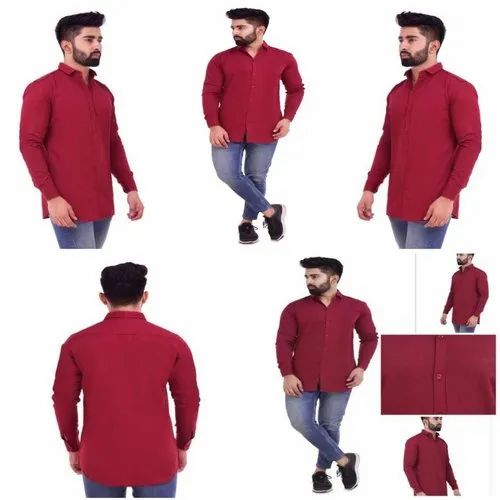 Cotton Men Plain Shirt