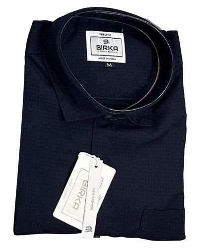 4001 Birka Men Polycotton Waffle Plain Shirt, Full Sleeve, Fabric GSM: 120 GSM