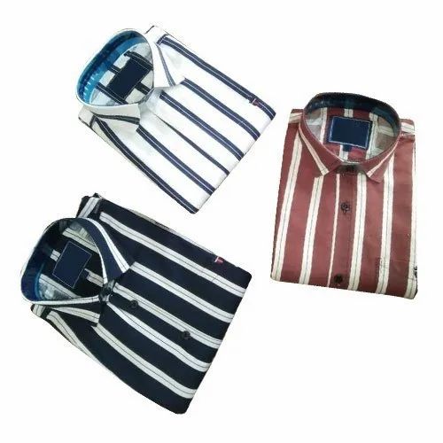 Cotton Stripes Men's Striped Shirt, Full Sleeves, Casual Wear