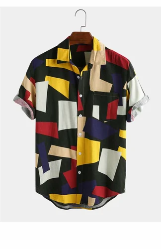 Printed Men Poly Cotton Shirt, Half Sleeves, Casual Wear