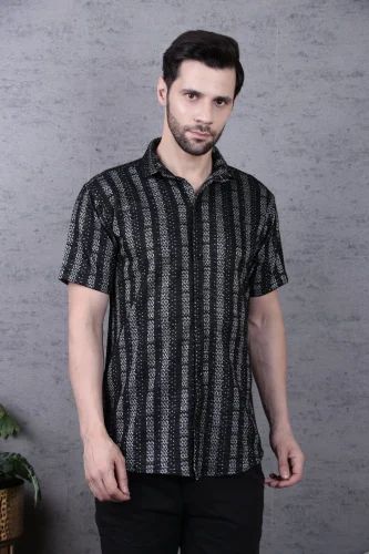 Mens Cotton Lycra Shirt, Stripe