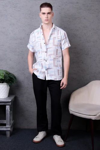 White Shirt For Men, Poly, Printed