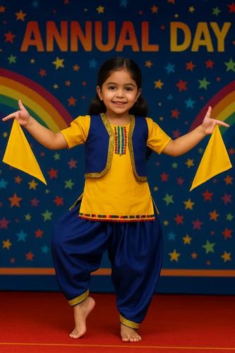 Embroidered Patiala Kids Punjabi Dress (3-Piece Set)