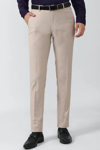 Cotton Grey Mens Slim Fit Formal Pant