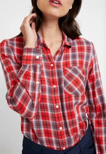 Women Export Surplus Ladies Checks Shirts, Cotton