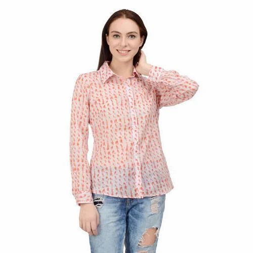Full Sleeve Cotton Ladies Printed Shirts, Size: S,M,L,Xl,Xxl