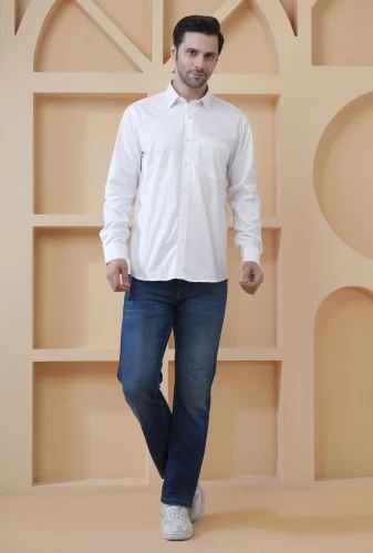 Exalon White Formal Shirt for Men Cotton Polyester Blend Office and Business Wear