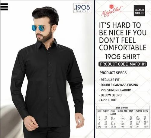 Cotton Plain Mafatlal Premium Shirt, Formal Wear