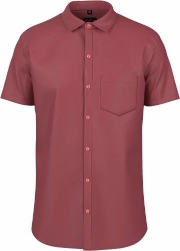 Party Wear Red Plain Polysatin Men Shirt