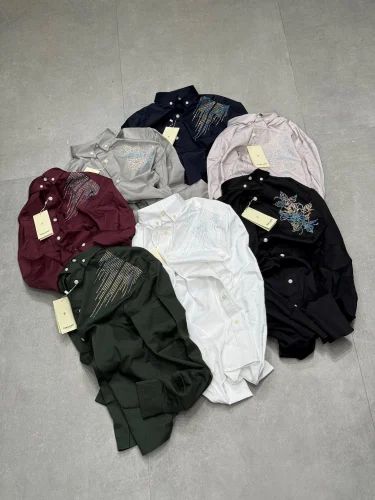 Mens Designer Stone Work Satin Shirt