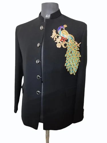 Black Men Terry Rayon Jodhpuri Suit