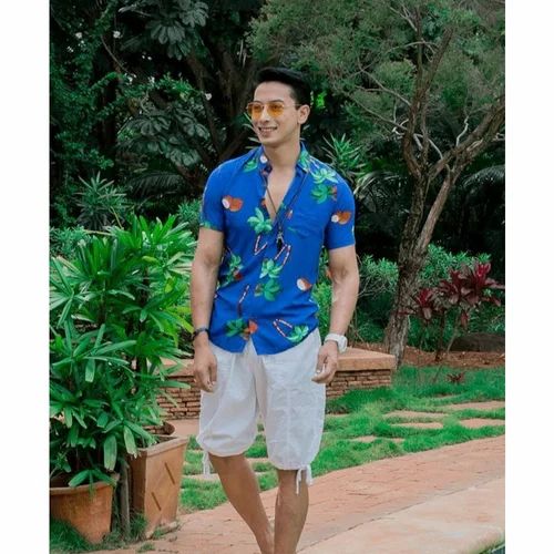 180 GSM Men Viscose Rayon Printed Half Sleeve Shirt