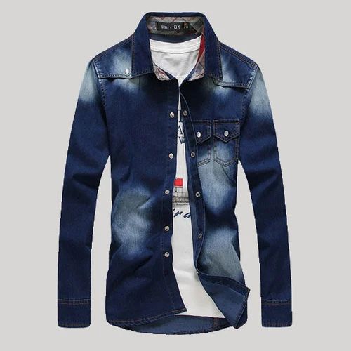 Women Dark Blue Denim Shirt
