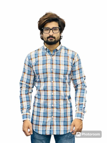 Checks Fabric Shirt, Full Sleeves, Casual Wear