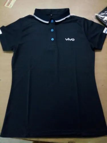 Cotton Half Sleeve Corporate Women Tshirt