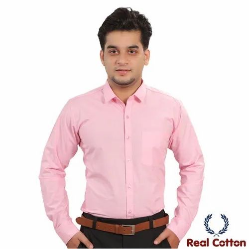 Real Cotton Fashionable Casual & Formal Men's Plain Poplin Shirts, Full Sleeves