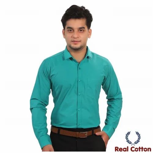 Real Cotton Formal Wear Stylish Plain Poplin Men's Shirt, Full Sleeves