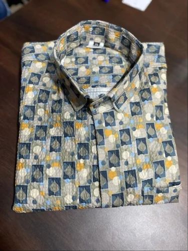 Printed Popcorn Shirt For Men, Poplin