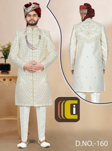Wedding Sherwani, Work: Embroidery, Silk