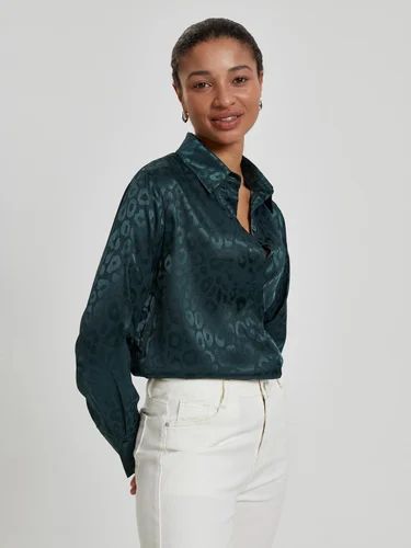 Women Jaquard Shirt, Satin Poly Jacquard