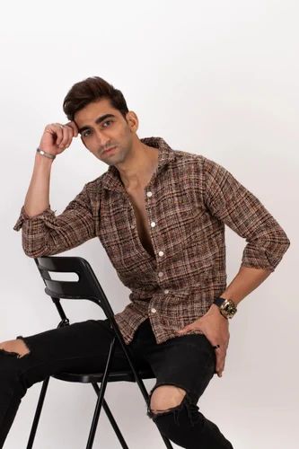 Men Brown Printed Jacquard Shirt