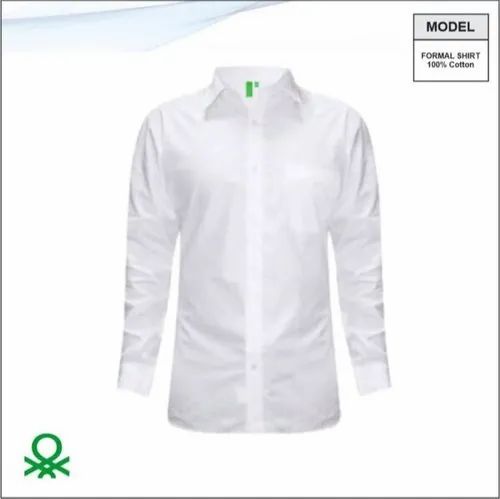 ADIDAS Cotton Benetton Formal Shirt White, For Tshirts, Full sleeves