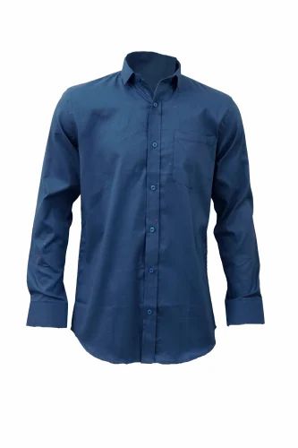 Saasha Garments Navy Pain Formal Shirt For Men